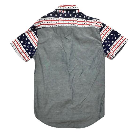 AMERICAN GARAGE Mens Medium Button Up Shirt Short Sleeve Patriotic Cotton 100% - Picture 6 of 6